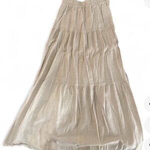 Stradivarius Beige Tiered Maxi Skirt